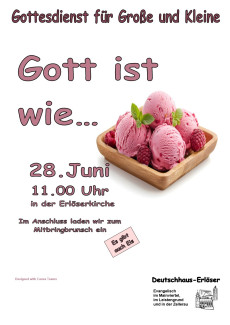 Einladung zum Gottesdienst für Große und Kleine am 28. Juni um 11 Uhr in der Erlöserkirche