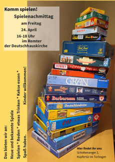 Einladung zum Spielenachmittag am 24. April von 16 - 18 Uhr im Remter der Deutschhauskirche