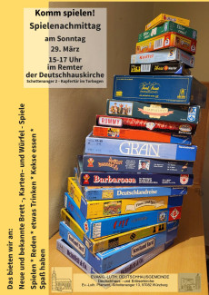 Einladung zum Spielenachmittag am 29. März 15-17 Uhr im Remter der Deutschhauskirche
